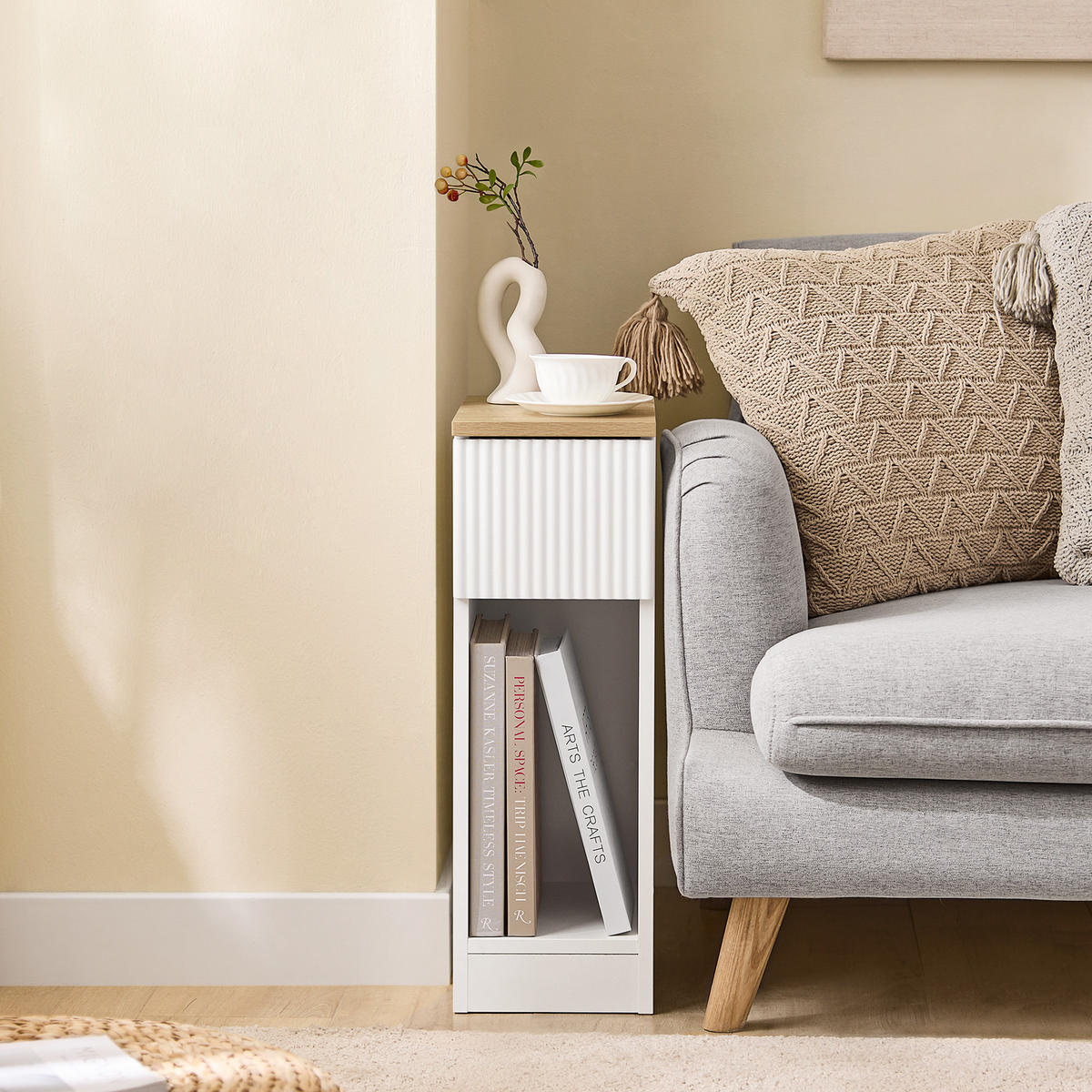 NACHTTISCH Weiß - Kaschmir, Holzwerkstoff (20/60/35cm) - SoBuy