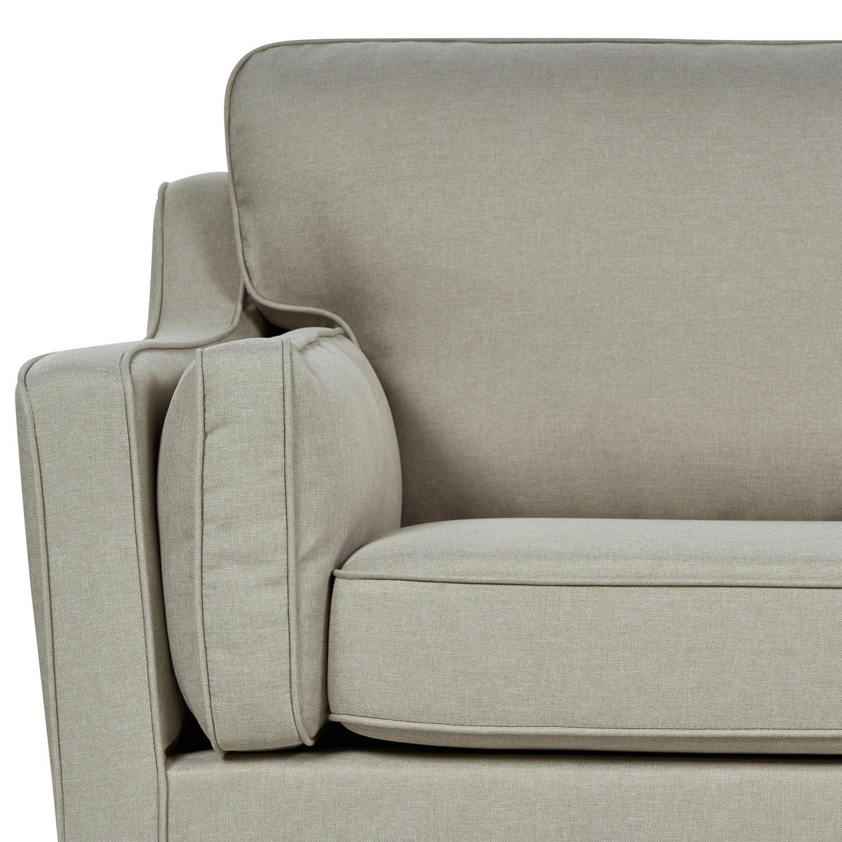 3-SITZER-SOFA beige Lokka - Beige/Dunkelbraun, Textil (204/85/83cm) - Beliani