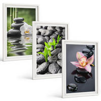 BILDER SET 3er Set - 40x60 cm Weißer Rahmen - Eine ruhige Zen-Komposition aus Blumen und Wasser - Weiß, Kunststoff (40/60cm) - TULUP