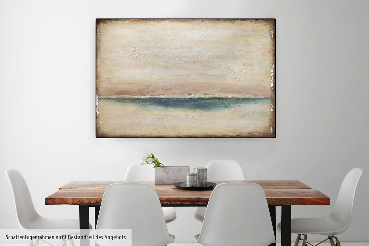 ÖLGEMÄLDE 120/80 cm - Blau/Beige, Holz/Textil (2.5/80cm) - KUNSTLOFT