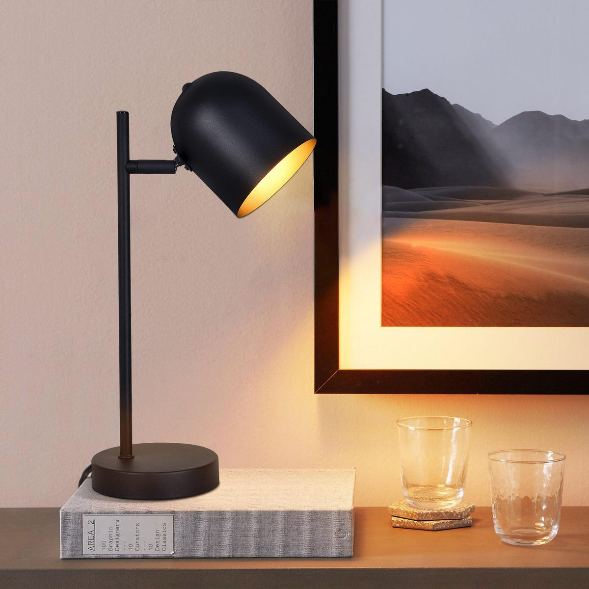 TISCHLAMPE Mila 21.5/12/35 cm - Schwarz, Metall (21.5/12/35cm) - ZMH