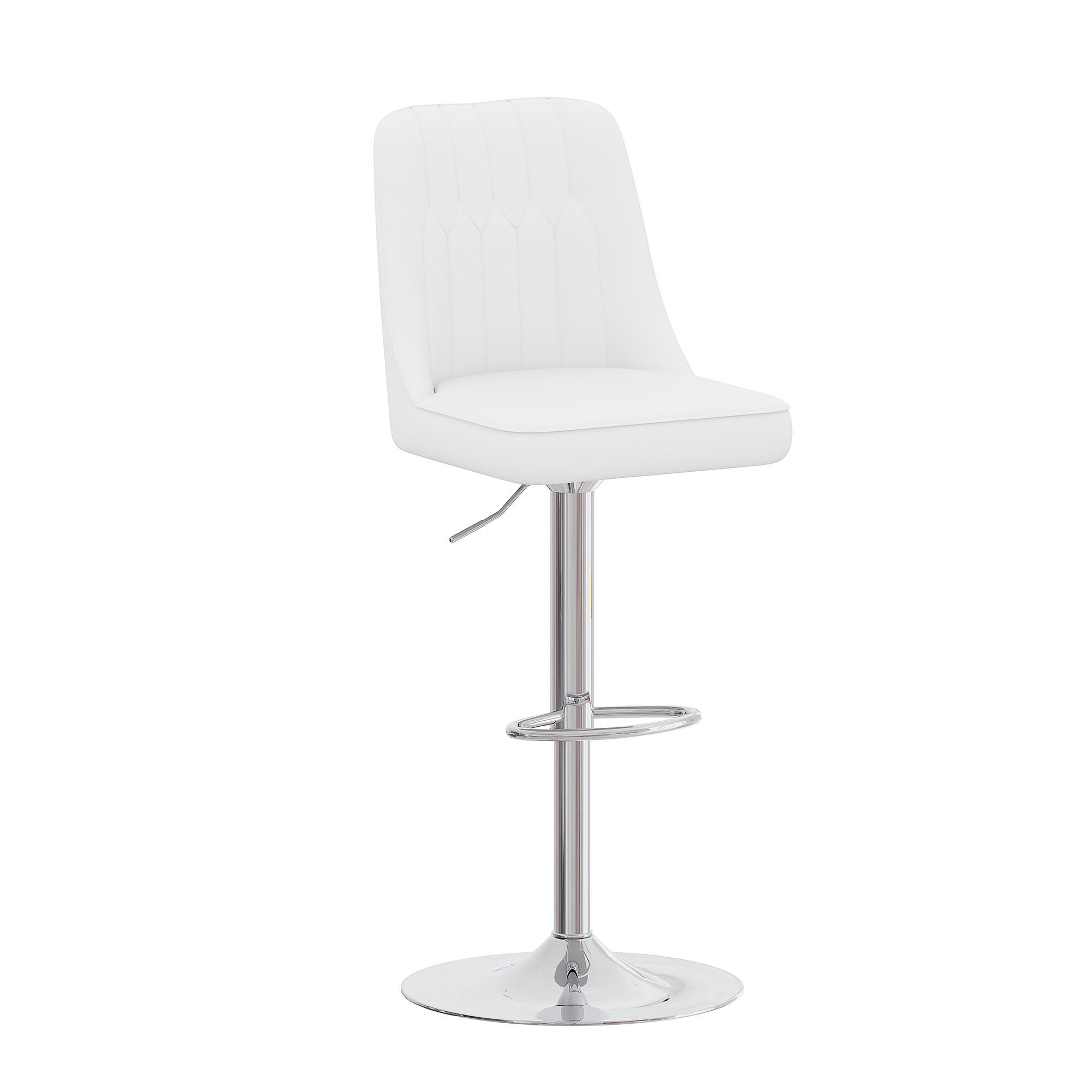 BARHOCKER DE-36664 2er Set höhenverstellbar mit PU-Bezug Weiß - Weiß, Metall (44/117/44cm) - ComfortXL