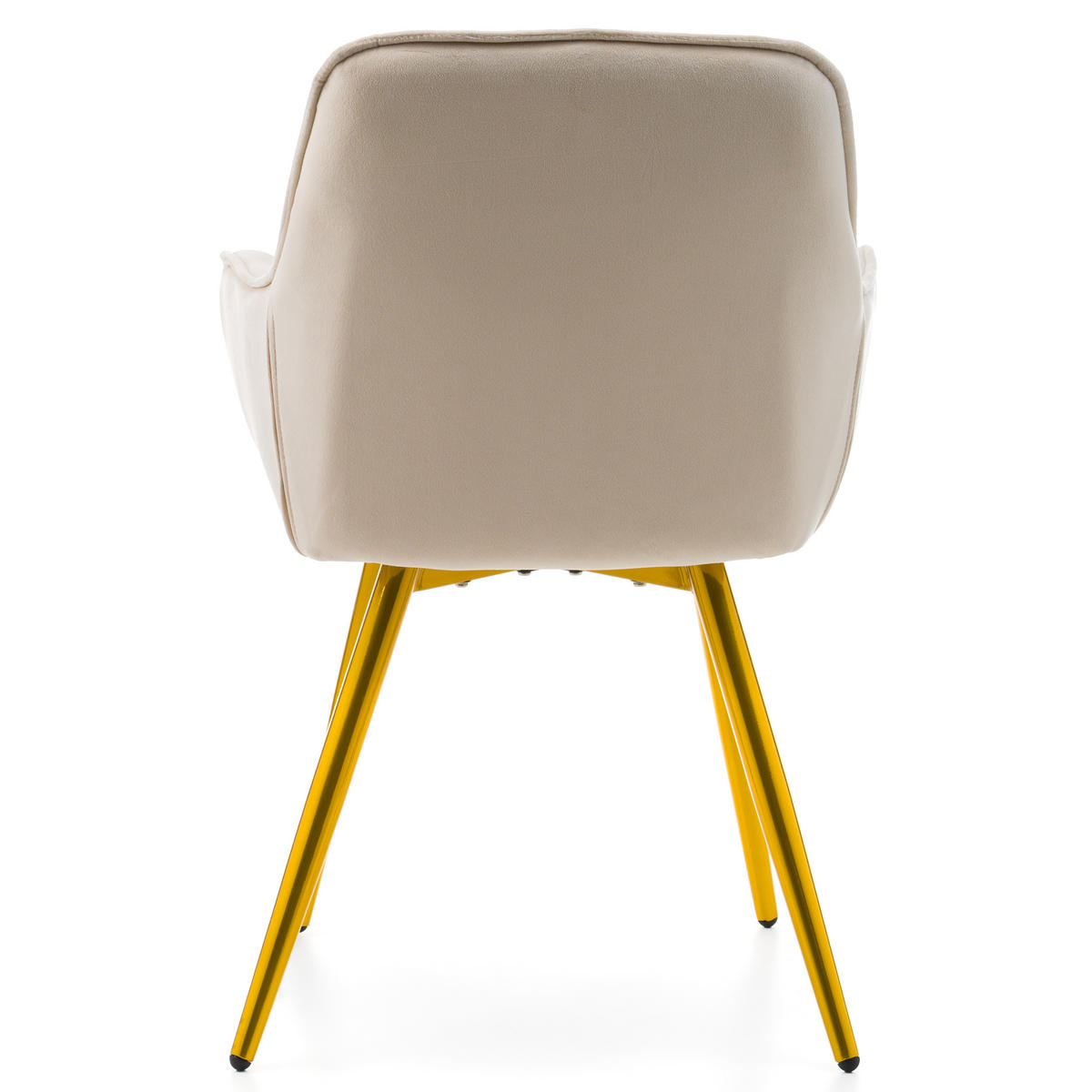 STUHL SIENA gepolstert mit Steppung - beige goldene Beine - Samt Velours - Ecru/Beige, Textil/Metall (58/87/61cm) - NEW HOME