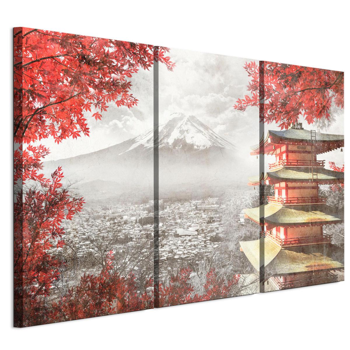 LEINWANDBILD Japanische 3-tlg. 90x60 cm - Multicolor, Holz (90/60cm) - LUMASOUL