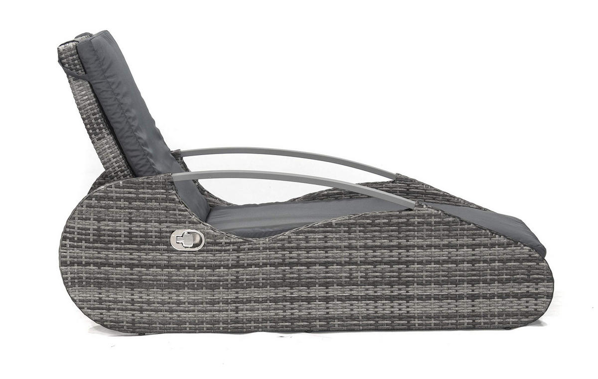 GARTEN-LOUNGER Eva Stahl Schilfgrau Kunststoff Gartenliege Sonnenliege - Grau, Kunststoff (62.5/66.5/194.5cm) - DELUKE
