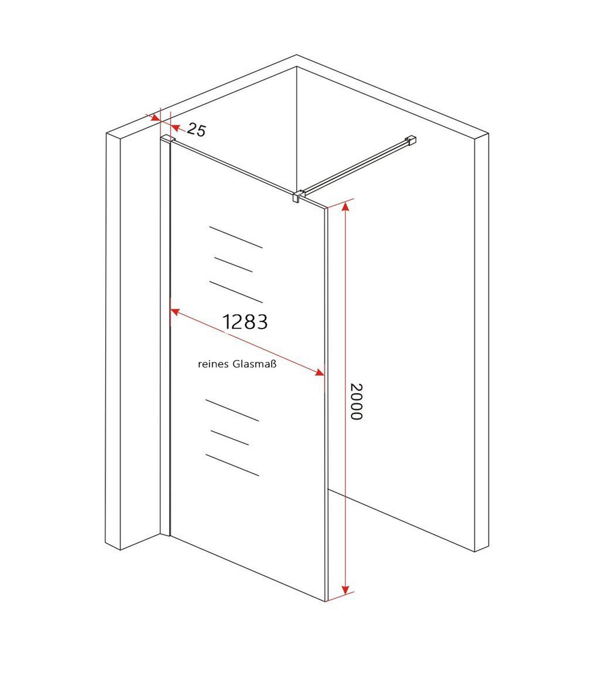 DUSCHWAND TIPO Klar 130 x 200 cm 8 mm ESG - Klar, Glas (130/200cm) - Glasdeals