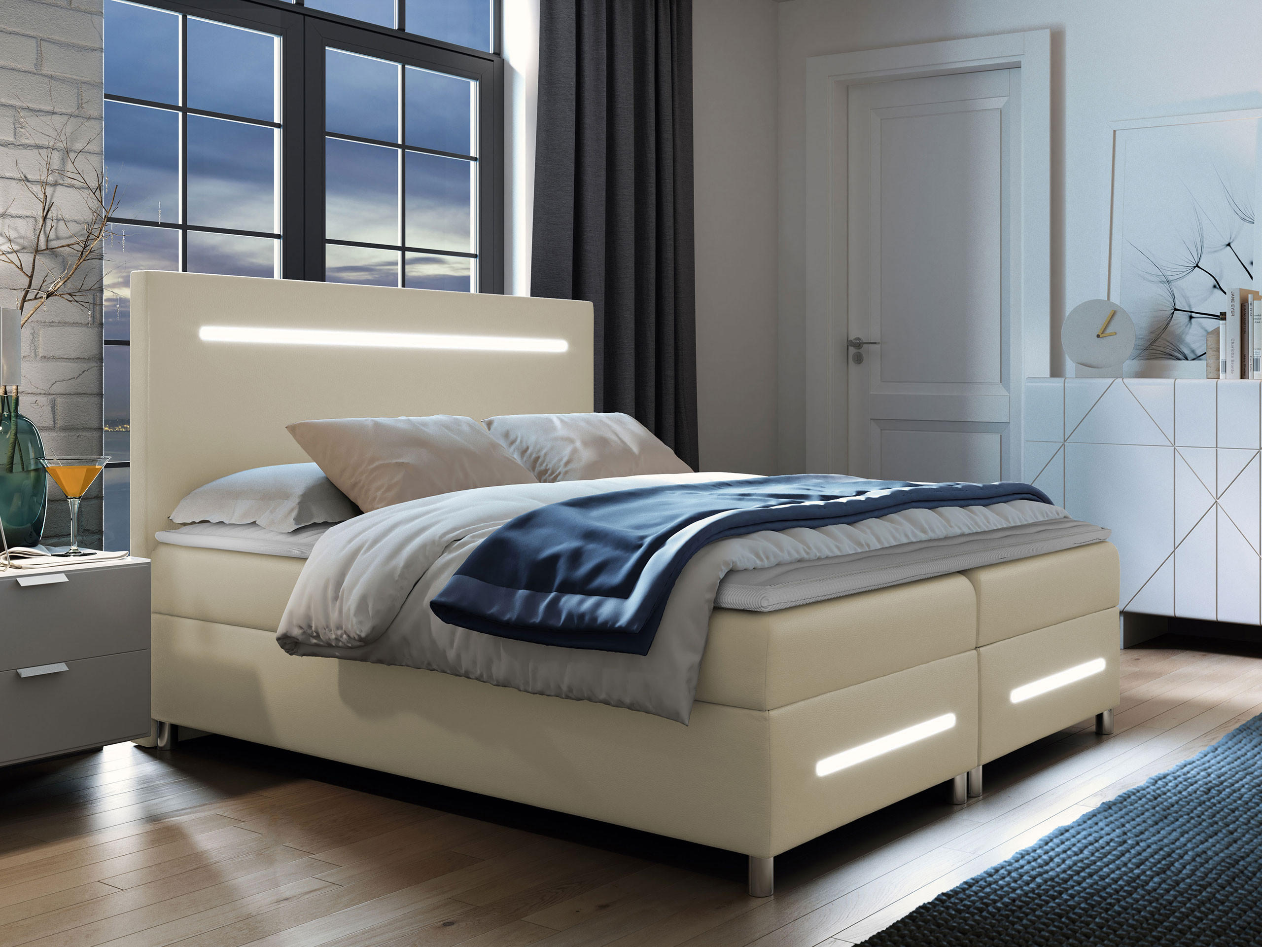 BOXBETT Enter LED - Naturfarben, Holz (160/200cm) - MIRJAN24