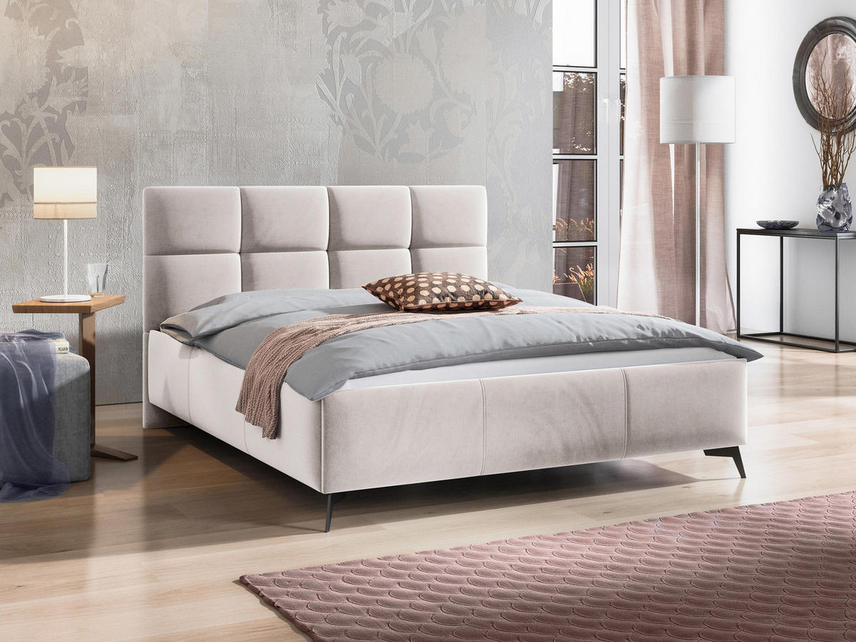 POLSTERBETT Genua - Beige/Schwarz, Holz/Holzwerkstoff (160/200cm) - MIRJAN24