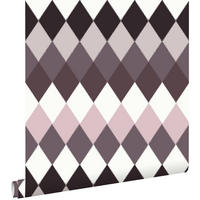 TAPETE Karomuster in Leinen-Optik 53 cm x 10.05 m - Lila, Papier (53/1000cm) - ESTAhome