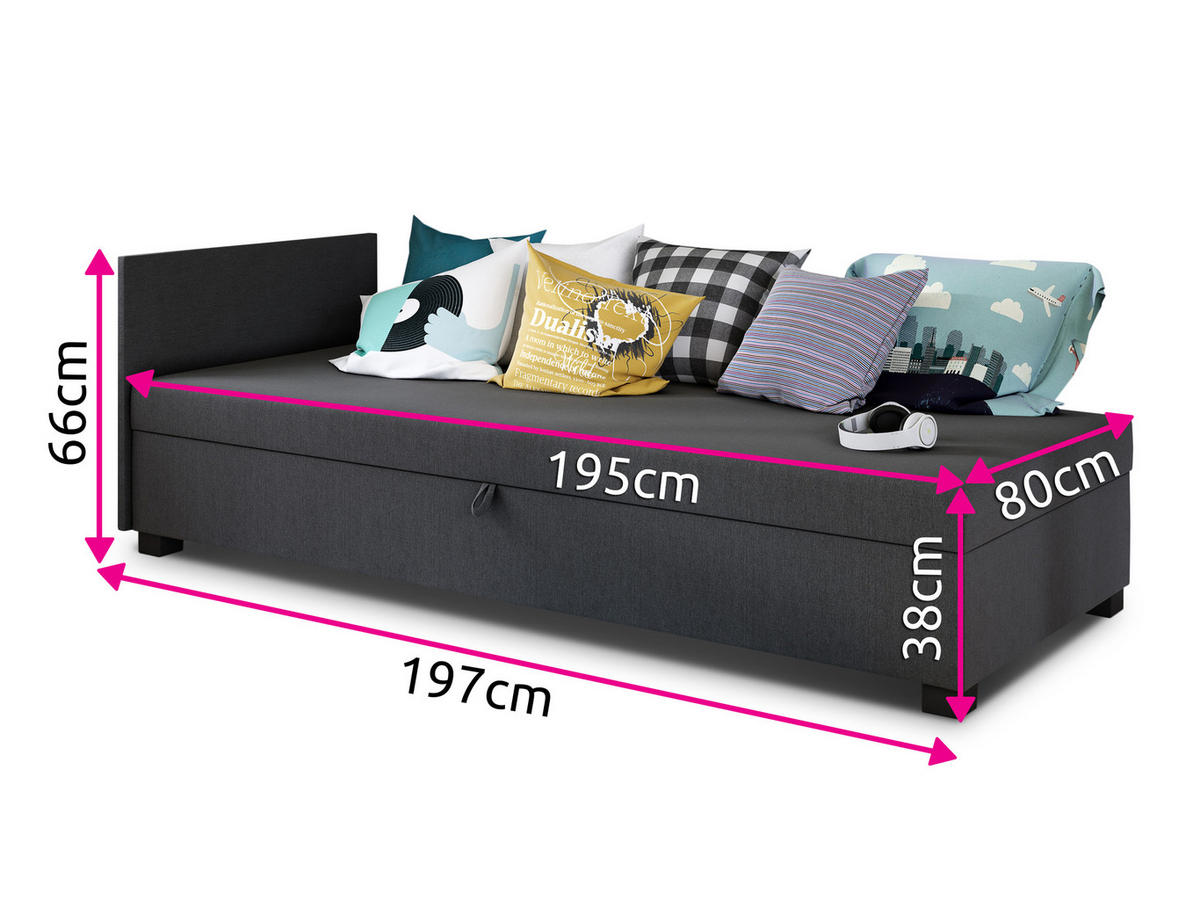 SCHLAFSOFA Misti II - Schwarz/Braun, Holz/Kunststoff (197/66/80cm)
