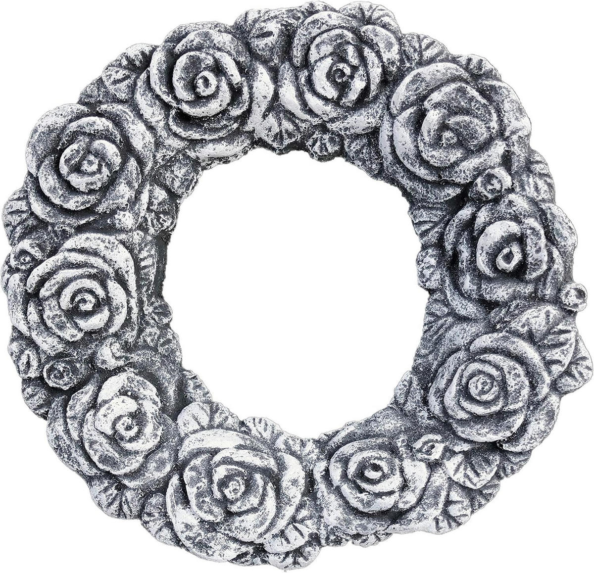 STEINFIGUR Türkranz Rosenkranz aus massiven Steinguss frostfest - Grau, Stein (28/4/28cm) - stoneandstyle