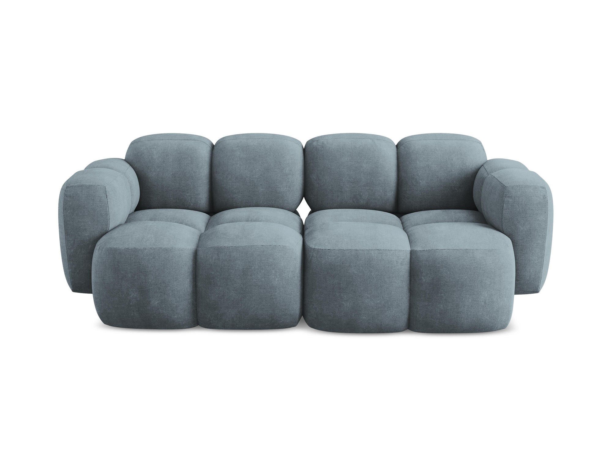 2-SITZER SOFA Chenille Stoff Blau - Pastellblau/Schwarz, Holzwerkstoff/Kunststoff (210/72/115cm) - Makamii