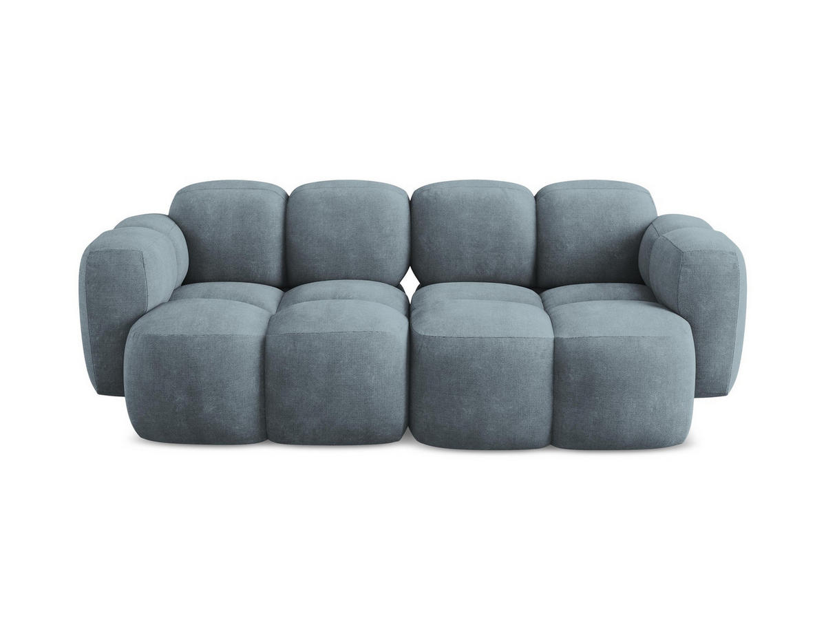 2-SITZER SOFA Chenille Stoff Blau - Pastellblau/Schwarz, Holzwerkstoff/Kunststoff (210/72/115cm) - Makamii