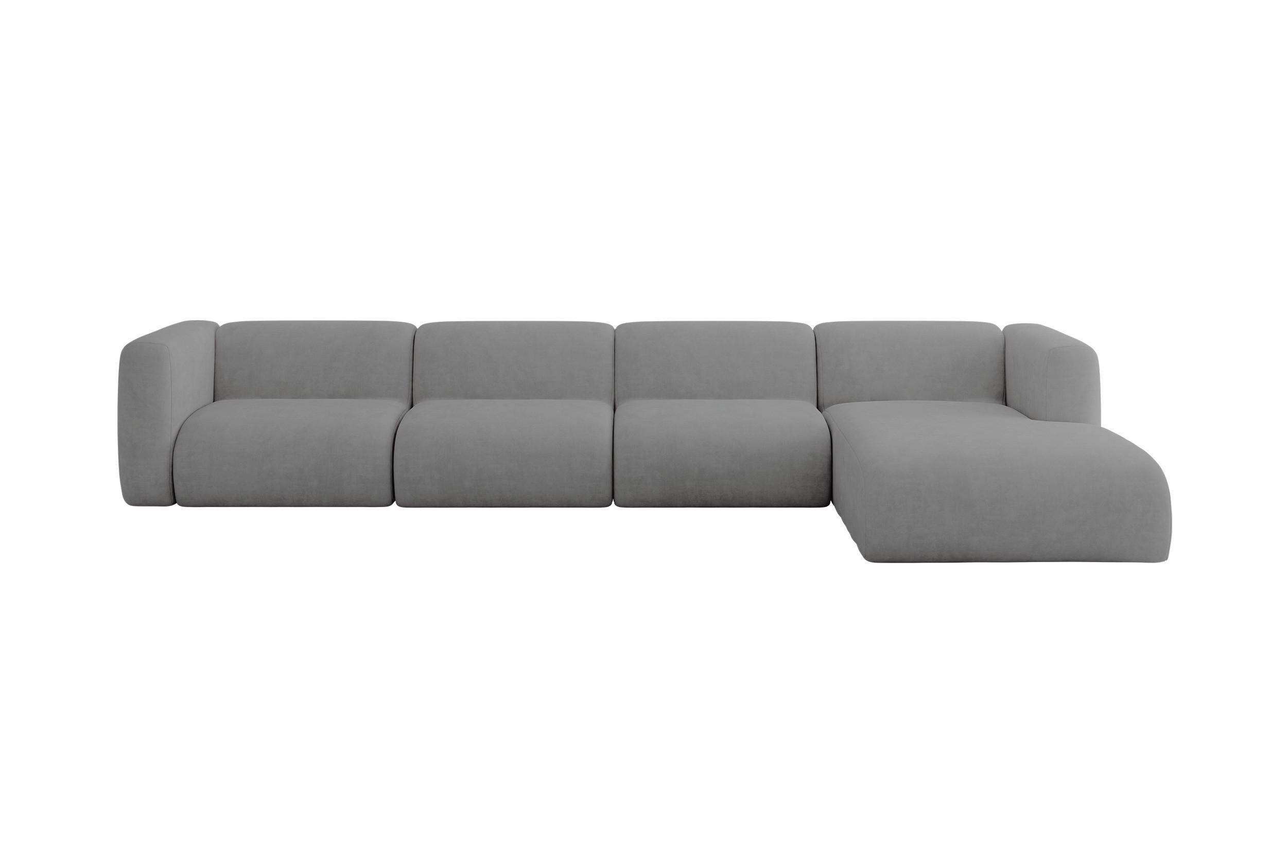 ECKSOFA Ottomane Rechts MIRA-L3 409x179x70 Grau Velours - Schieferfarben/Schwarz, Holzwerkstoff/Kunststoff (409/179cm) - ALTDECOR