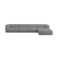 ECKSOFA Ottomane Rechts MIRA-L3 409x179x70 Grau Velours - Schieferfarben/Schwarz, Holzwerkstoff/Kunststoff (409/179cm) - ALTDECOR