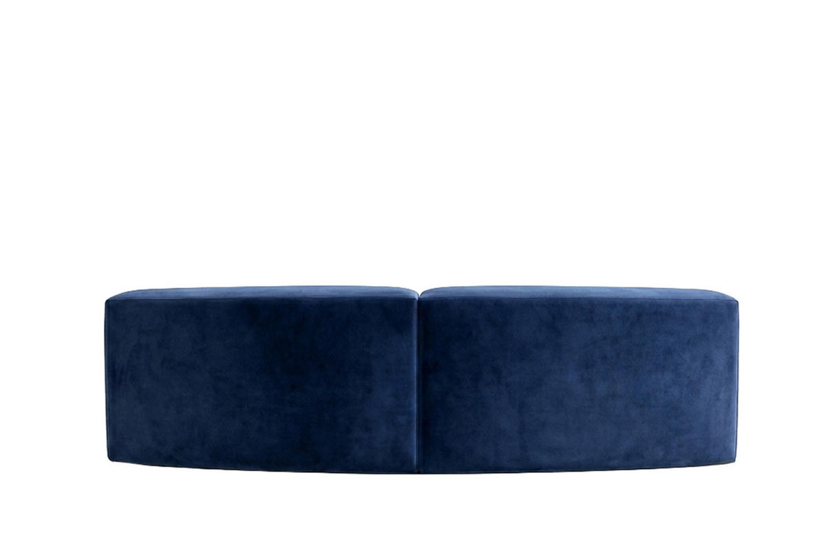 SOFA Round, Velvet-Stoff Bluvel, Tintenblau, GRETA - Blau, Holz (294/70/89cm) - Kaiser Möbel