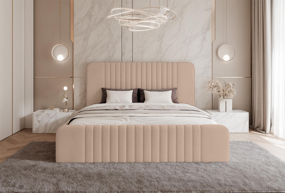 POLSTERBETT Pariotto 120x200 cm, Hellrosa - Hellrosa, Textil (120/200cm) - Fedve