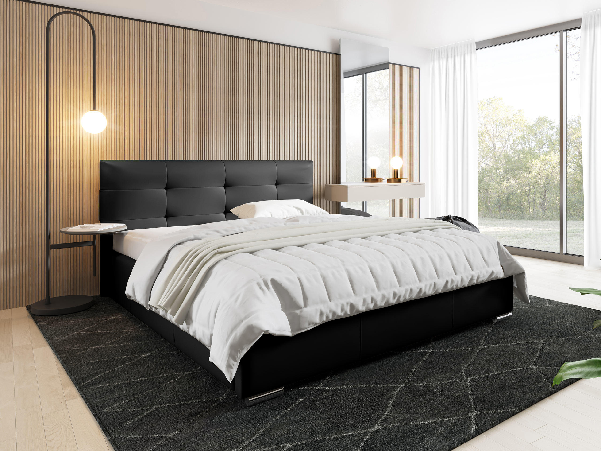 POLSTERBETT Lazio - Schwarz, Holz (160/200cm) - MIRJAN24