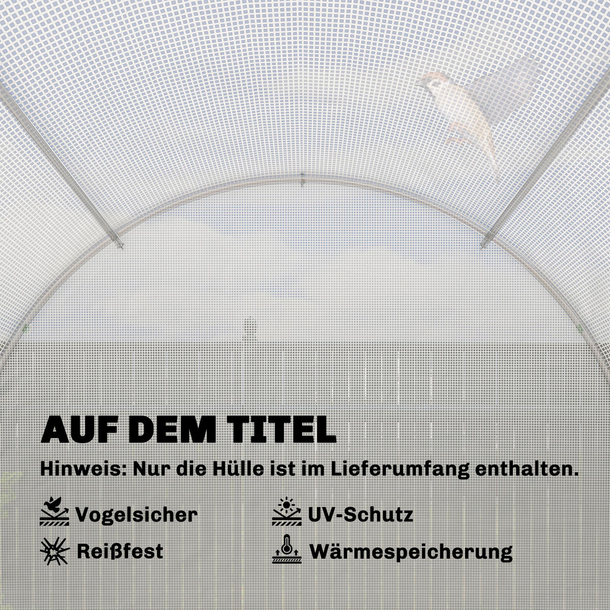 GEWÄCHSHAUSFOLIE DE-05802 mit Tür und 8 Fenstern 400/200/200 cm Weiß - Weiß, Kunststoff (200/200/400cm) - ComfortXL