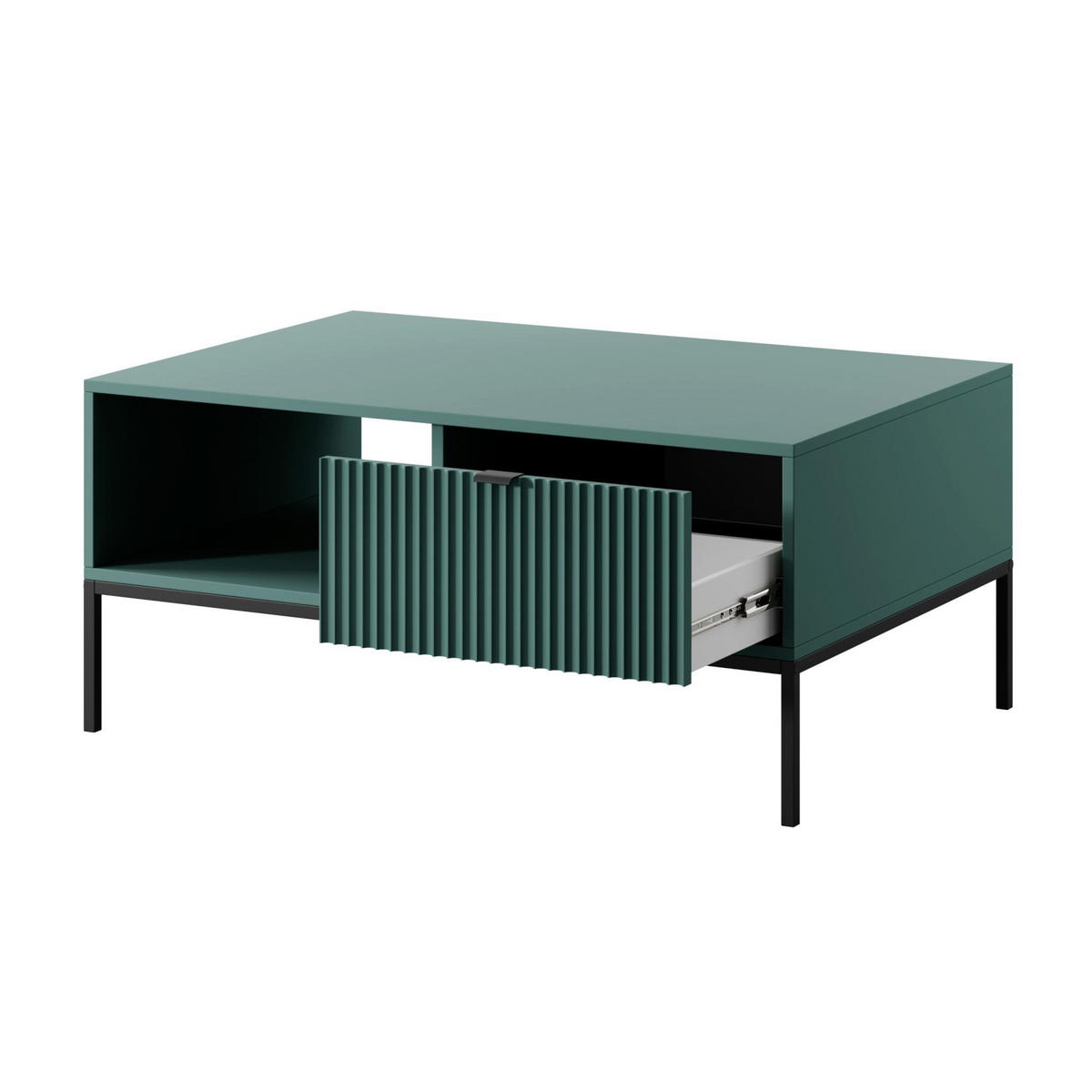 KONFERENČNÍ stolek Vellore Zelený s černou podnoží 104 x 68 cm - zelená barva, kov/kompozitní dřevo (68/104/46cm) - Selsey