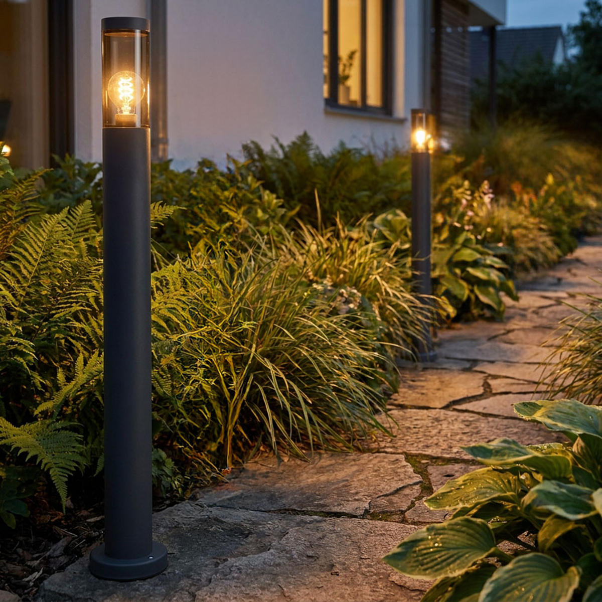 LED STEHLEUCHTE Boston Anthrazit Edelstahl - Anthrazit, Metall (12.7/12.7/110cm) - Globo Lighting