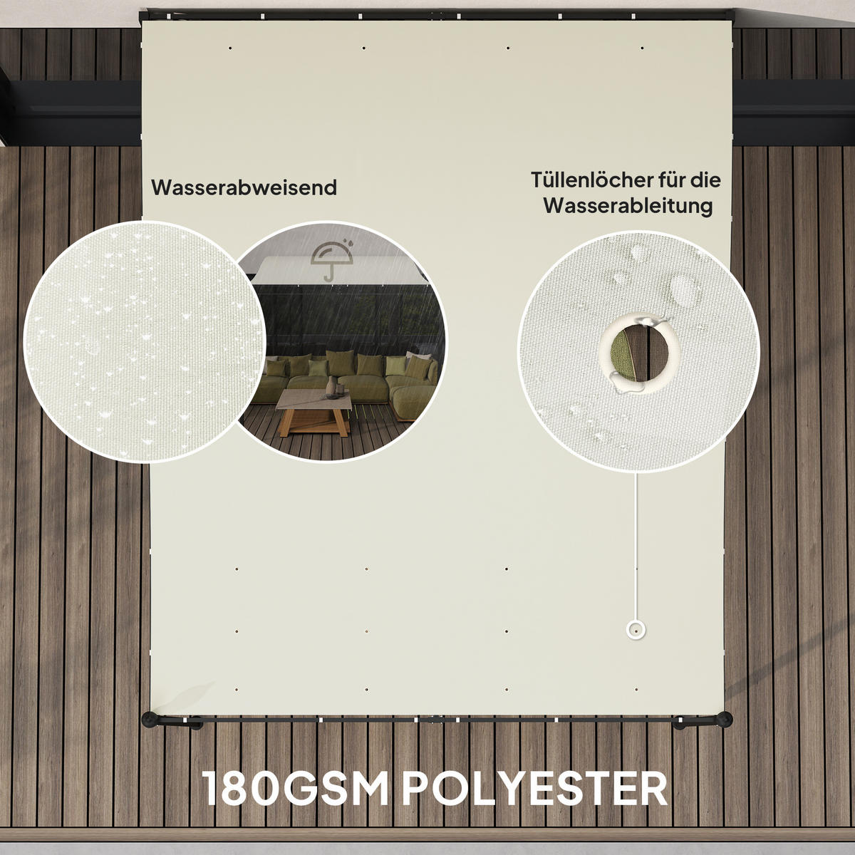 ANBAUPAVILLON Pergola mit Dach - Creme, Metall (298/250/248cm) - Outsunny