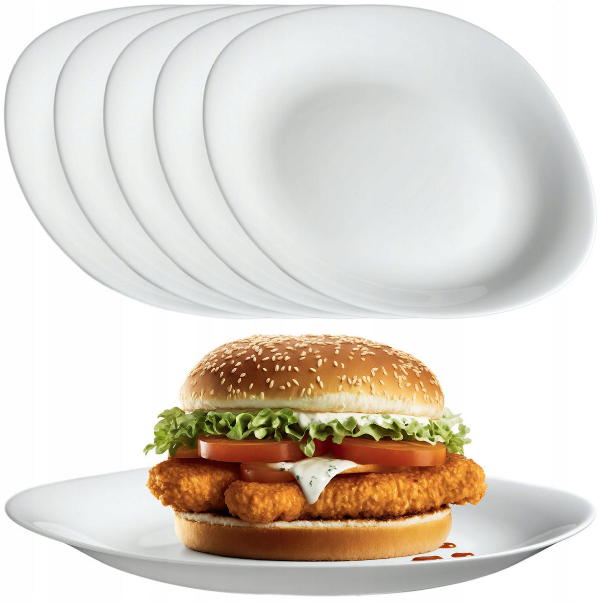 KADAX Speisetellerplatten 28cm Weiß 6 Stk - Weiß, Glas (28/2.1/25.8cm) - KADAX
