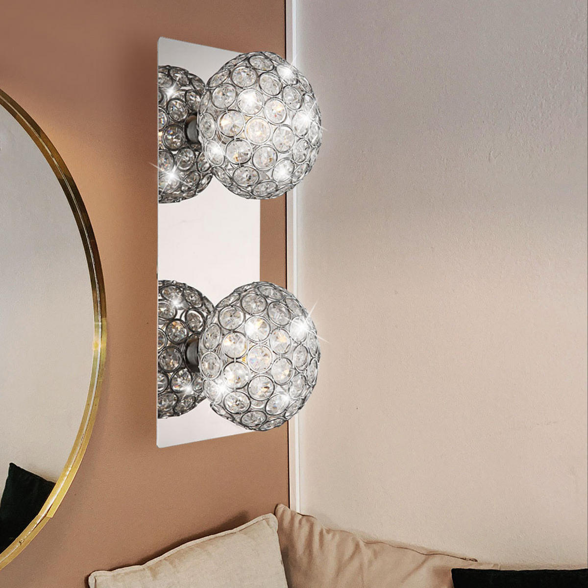 LED WANDLEUCHTE Kristalloptik Silber Chrom - Silberfarben, Metall (11/12/29cm) - Globo Lighting
