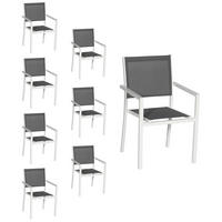 GARTENSTÜHLE Weiß und Grau 8er-Set - Weiß, Kunststoff (57/89.5/56.5cm) - Happy Garden