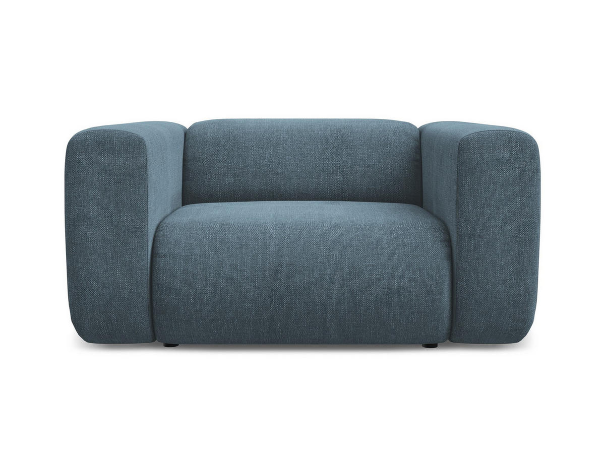SESSEL Chenille Stoff Blau - Blau/Blaugrau, Kunststoff/Textil (137/70/89cm) - Makamii