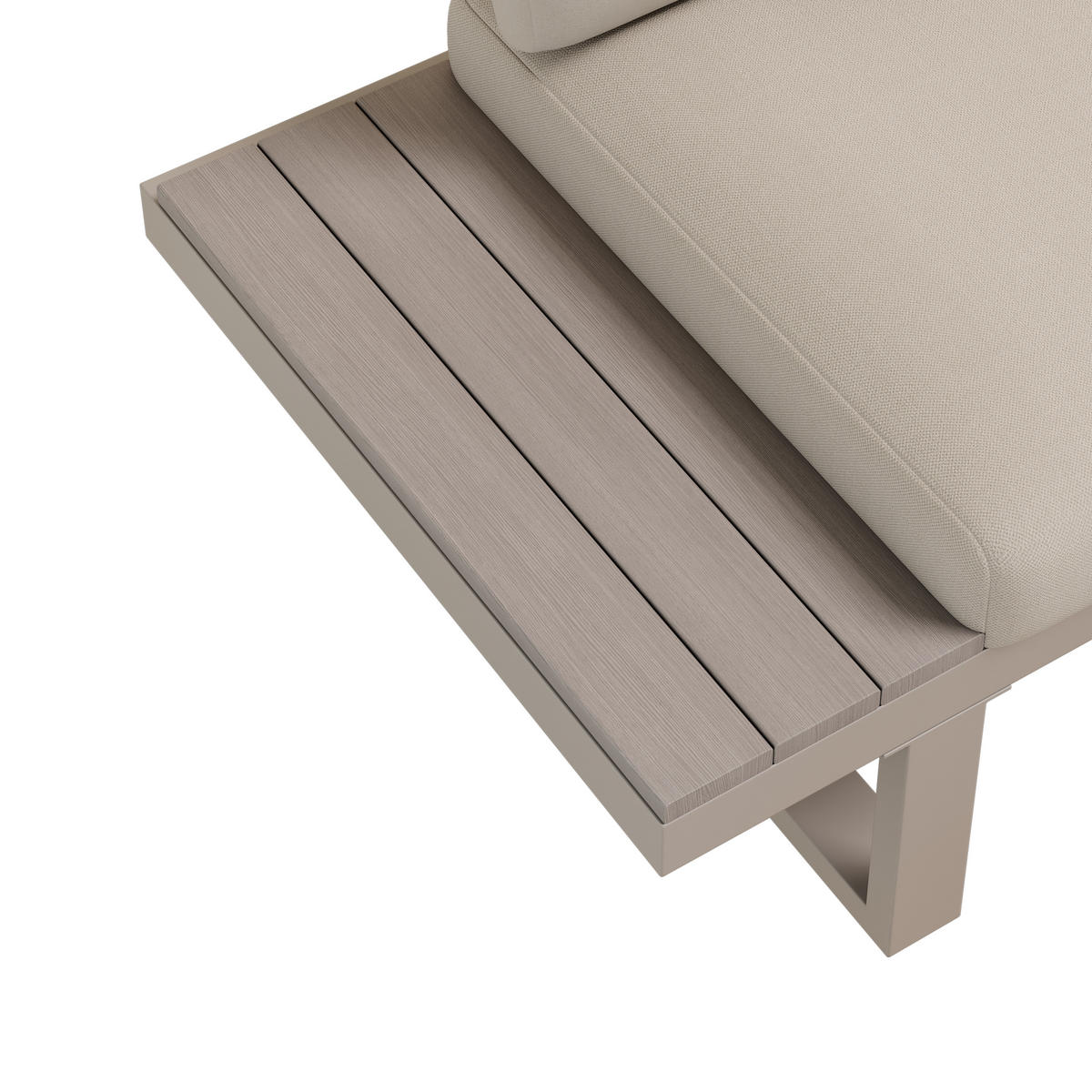 GARTENMÖBEL-SET Ecksofa Verstellbar 2 Couchtische Stahl Beige Khaki - Beige, Textil - FLIEKS