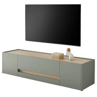 TV-LOWBOARD in Salbei grün, Barista Eiche 170 cm, TV Unterteil mit Doppel-Schubkasten - Salbeigrün/Eichefarben, Holzwerkstoff/Kunststoff (170/40/45cm) - Furn.Design