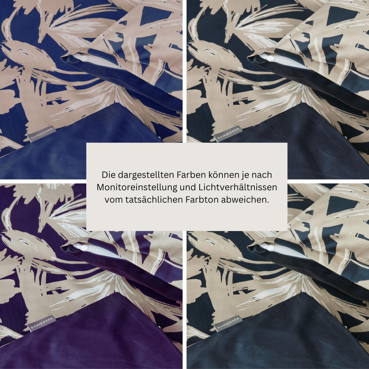 BETTWÄSCHESET Artistic - Baumwollsatin - 2-teilig - 135 x 200 cm - Dunkelblau - Dunkelblau, Textil (135/200cm) - SCHIESSER