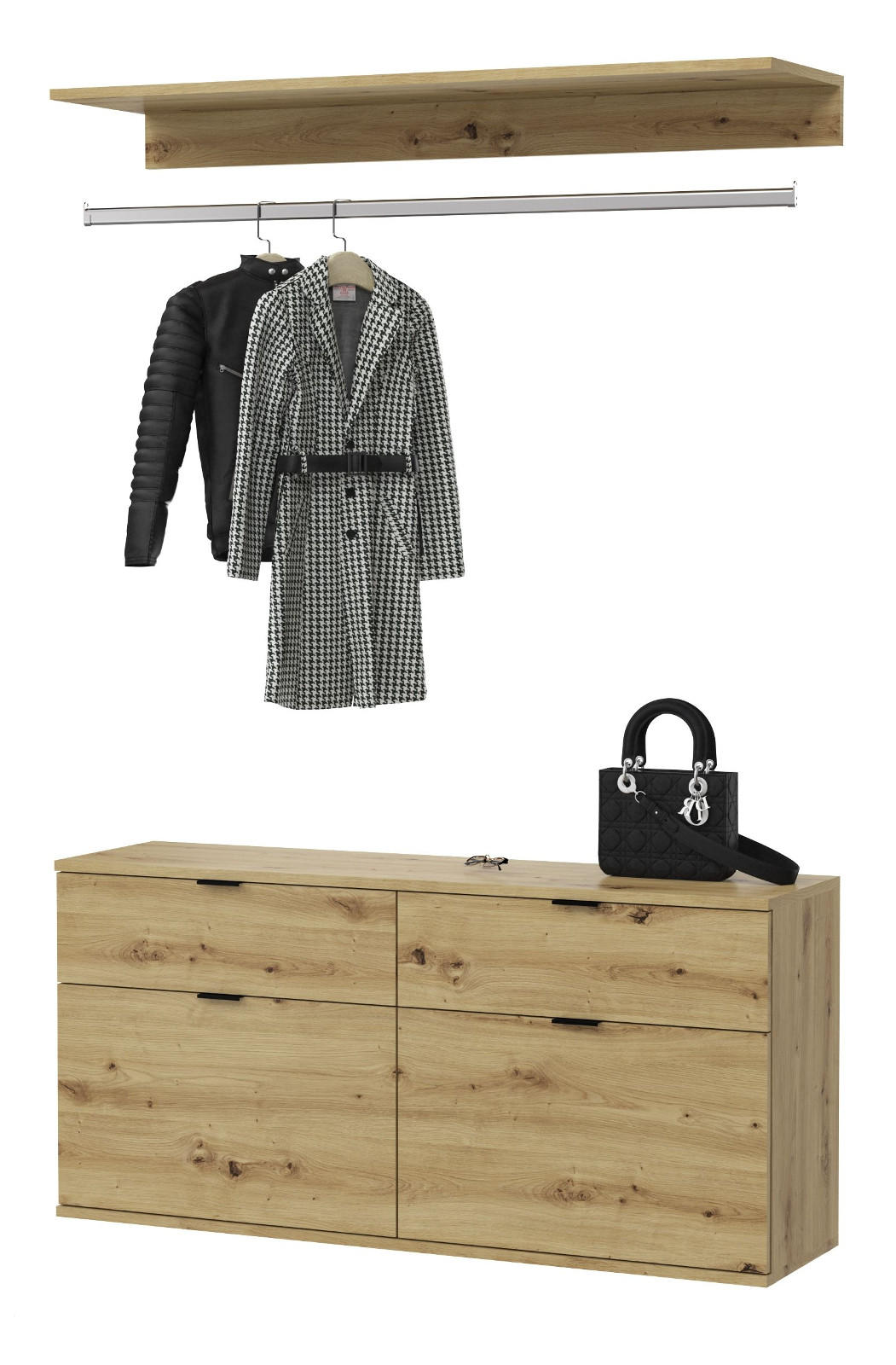 Inn.Furn Garderoben-Set Eiche Artisan 121x79x34 cm