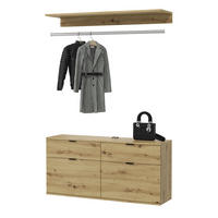 GARDEROBEN-SET in Artisan Eiche 121 cm, Komplettset mit Kleiderstange - Schwarz/Eiche Artisan, Holzwerkstoff/Metall (121/79/34cm) - Inn.Furn