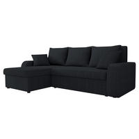 ECKSOFA Kris Cord - Schwarz, Holz/Kunststoff (238/147cm) - MIRJAN24