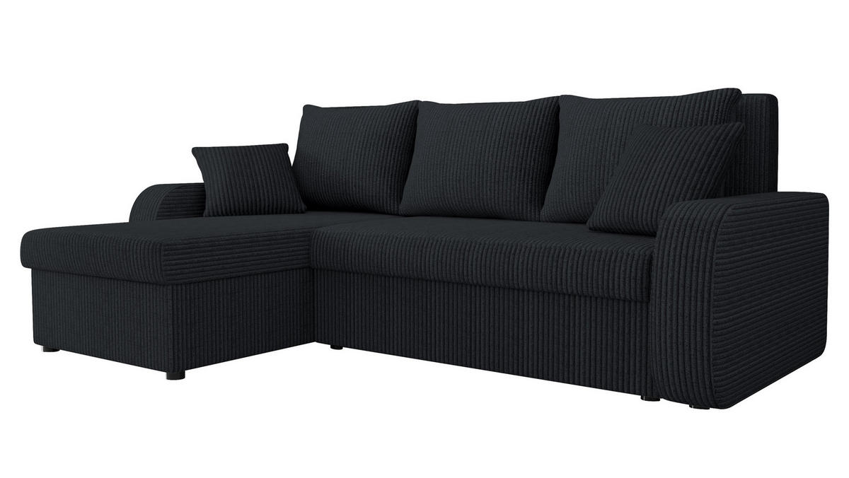 ECKSOFA Kris Cord - Schwarz, Holz/Kunststoff (238/147cm) - MIRJAN24