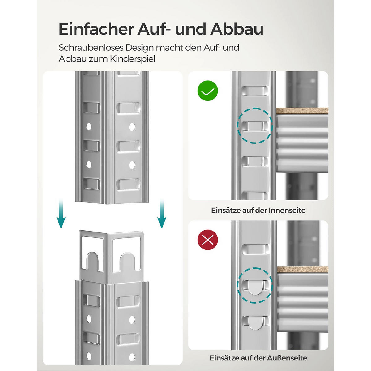 SCHWERLASTREGAL ST. JOHN'S 2ER-SET - Silberfarben, Metall (40/180/90cm) - Hansiro