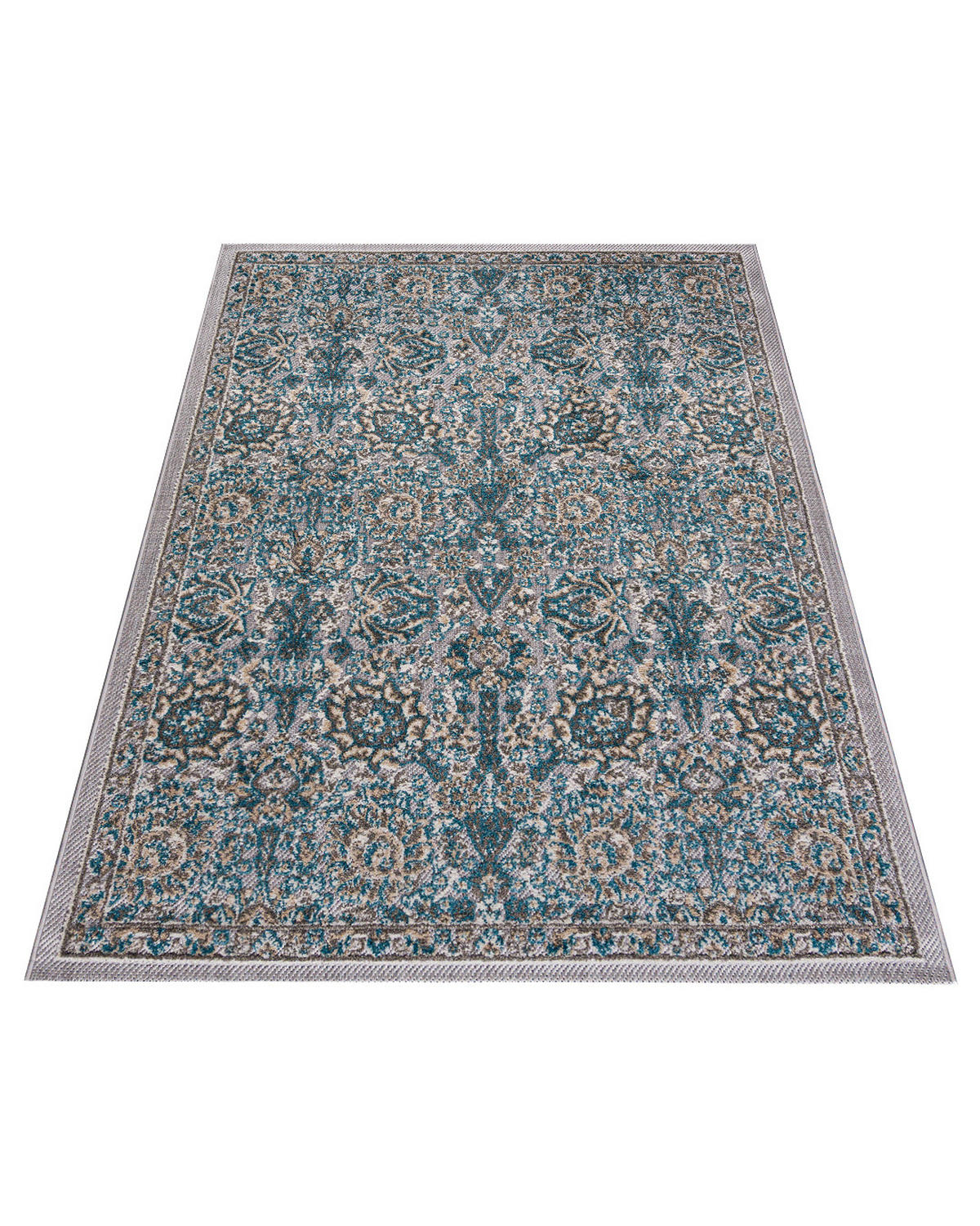 KOBEREC modrý béžový krémový - 250 x 350 cm - modrá/krémová, textil (250/350cm) - Mazovia