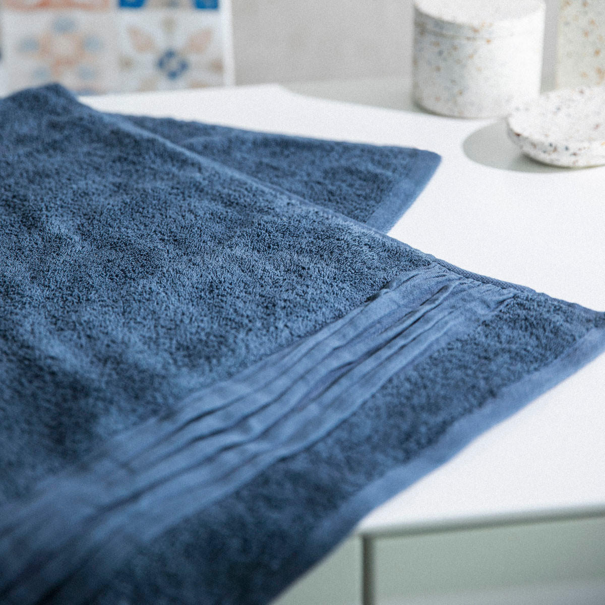 BADETUCH Meride blau 50/90 cm - Blau, Textil (50/90cm) - Homla