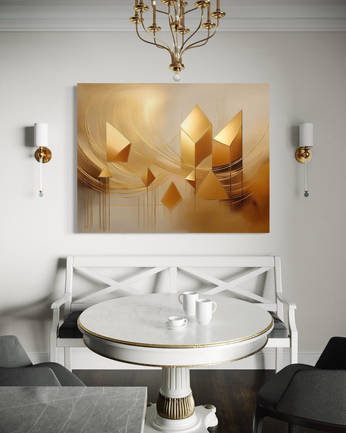 WANDBILD gold glamour abstraktion - Goldfarben, Textil (60/40cm) - Feeby