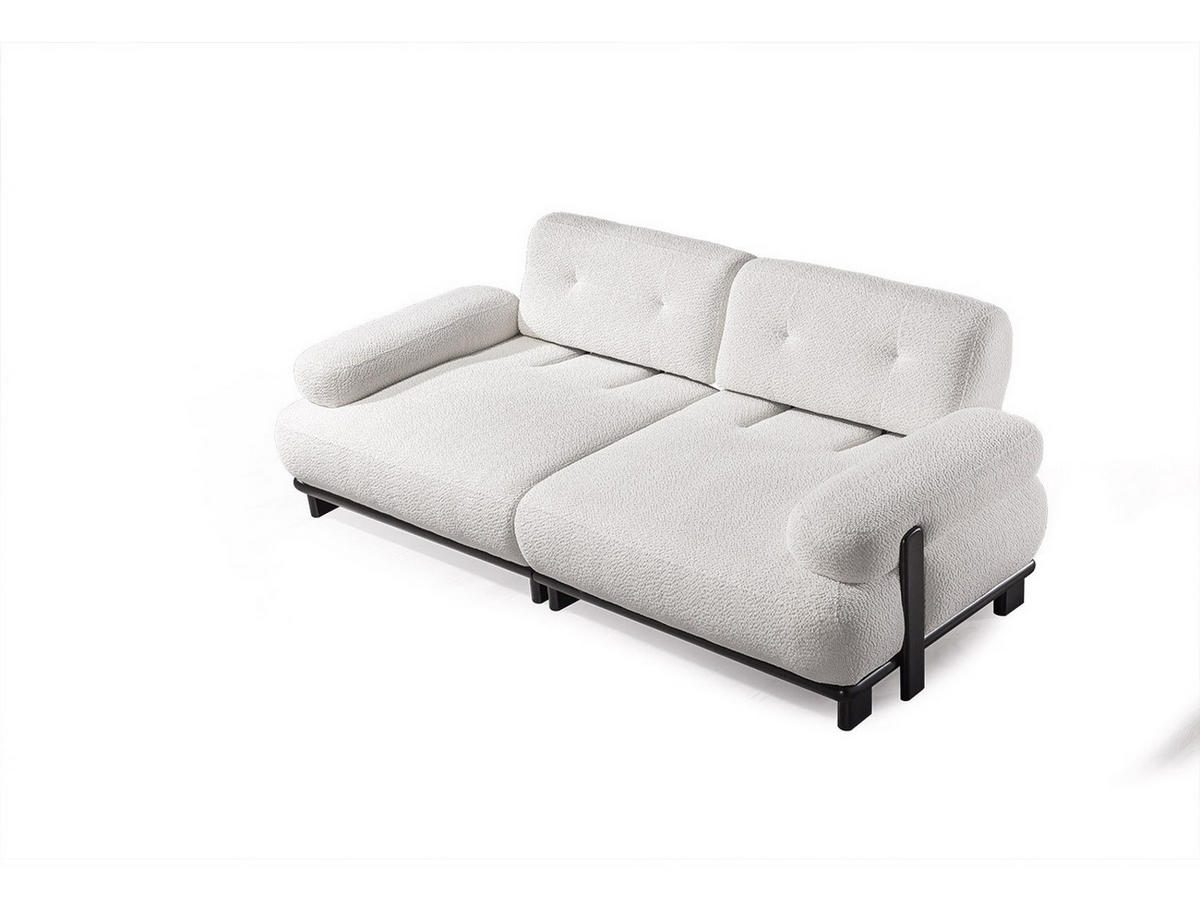 SOFA Panda 3-Sitzer Webstoff Creme - Creme, Holz/Textil (240/82/105cm) - Villa Möbel