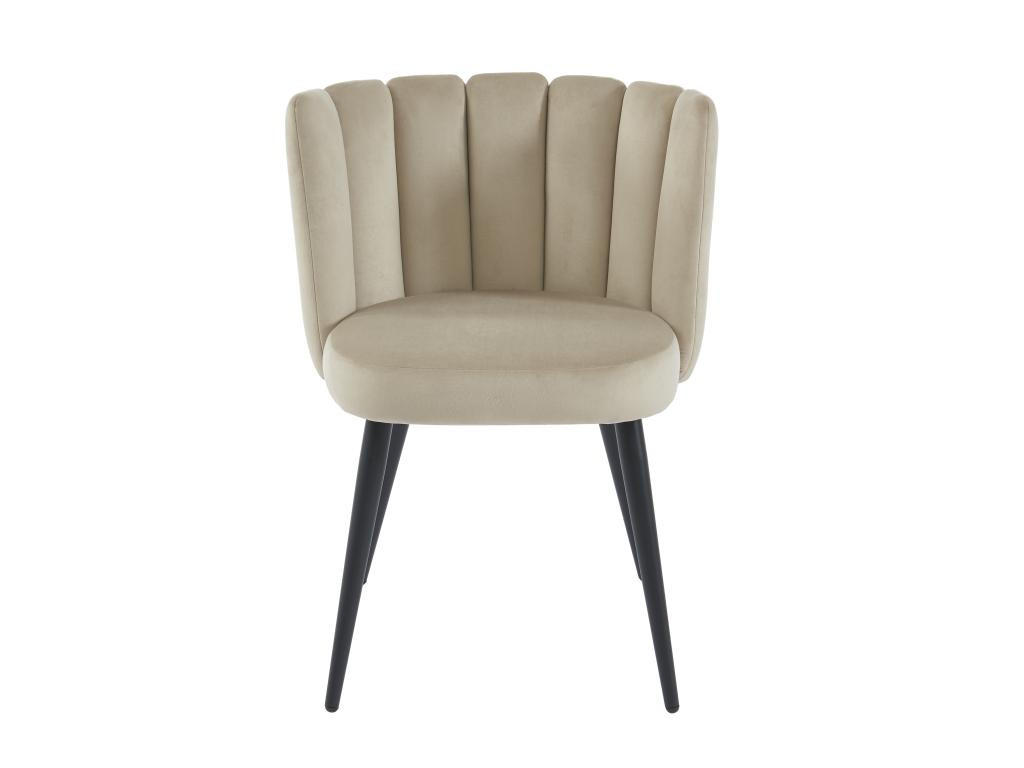 STUHL 2er-Set - Samt & Schwarzes Metall - Beige - PRANILA - Beige, Textil (55/78.5/59cm) - Pascal Morabito