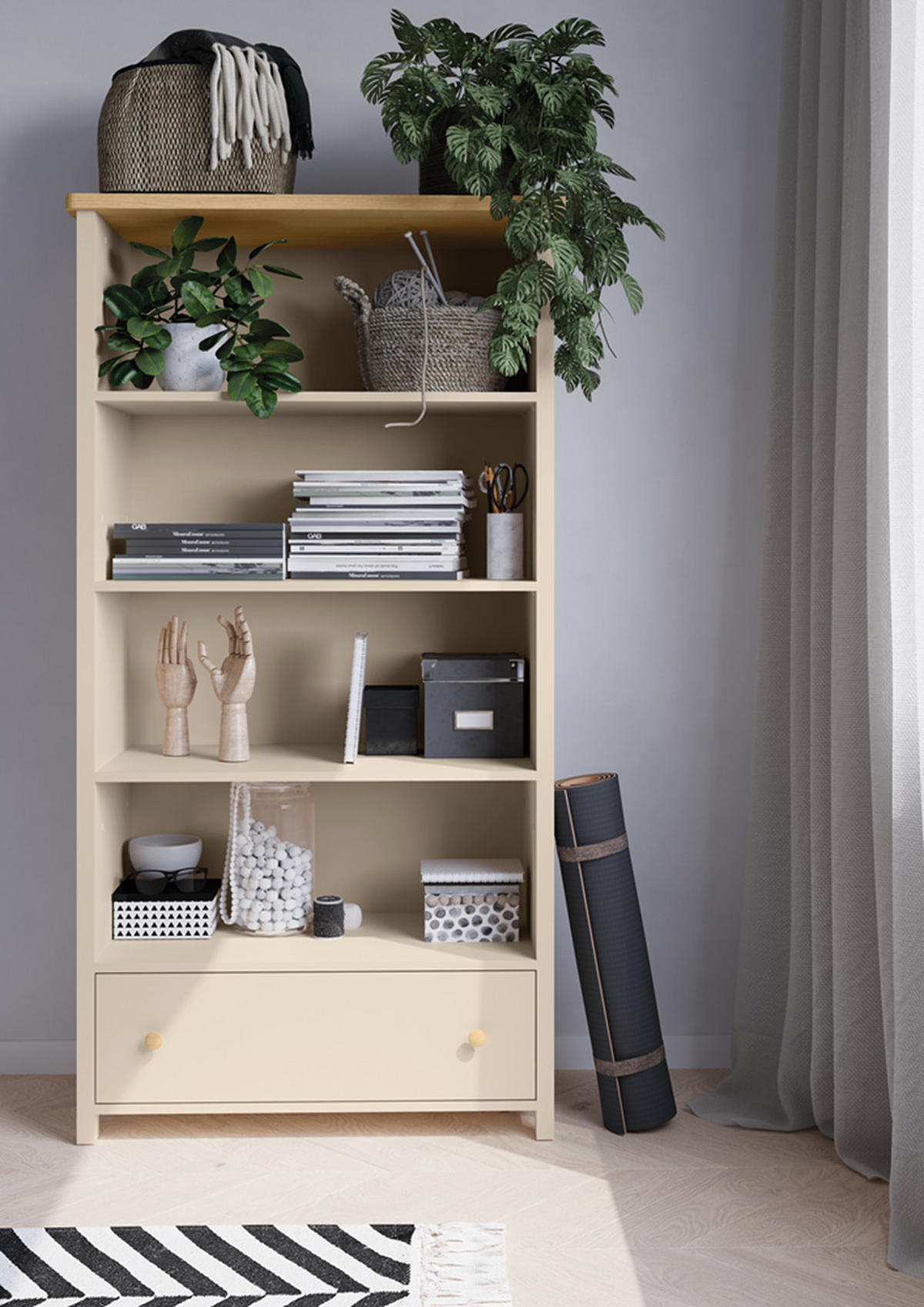 STANDREGAL STORY 2 - Eichefarben/Beige, Holzwerkstoff (85/171/42cm) - Meblini