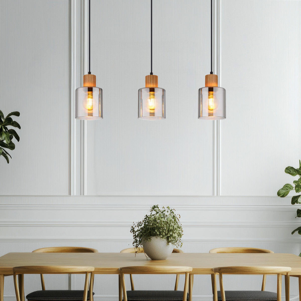 LED HÄNGELEUCHTE Metall Holzoptik Schwarz - Schwarz, Holz (64/12/120cm) - Globo Lighting