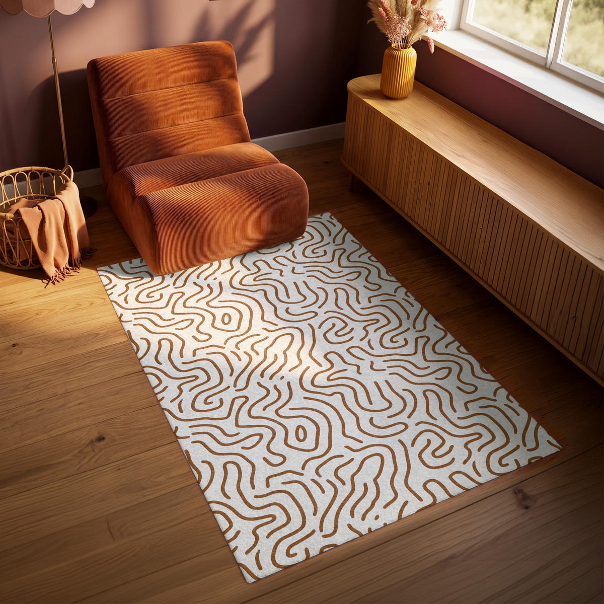 KOBERCE - Minimalistický - Vzor - Terakota - 90x150 cm - hnedá, textil/plast (90/0.4cm) - OnlyWow