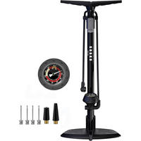 FAHRRADPUMPE mit Manometer Schwarz - Schwarz, Metall (23.5/12/45cm)