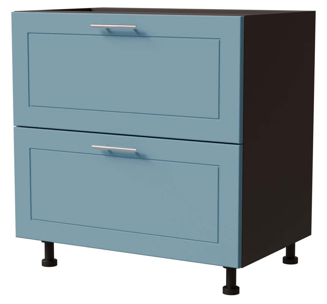 SCHUBLADENUNTERSCHRANK Bari D2A/80/1A Lava / RAL 5024 pastellblau 80 / 50 / 82cm - Blau/Dunkelgrau, Holz/Holzwerkstoff (80/82/50cm) - Feldmann-Wohnen