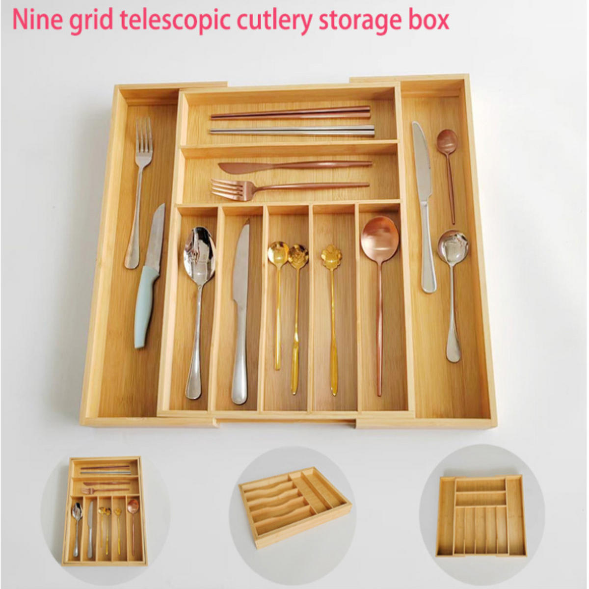 BESTECKORGANIZER, ausziehbar, braun, Bambus, 43 × (33–50) cm - Braun, Holz (33/5/43cm) - Authentics