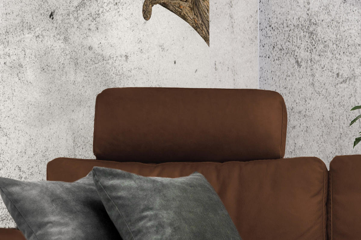 ECKSOFA XL MOTOR. RELAXFUNKTION LOLA Braun Leder - Dunkelbraun/Schwarz, Leder (304/178cm) - KAWOLA